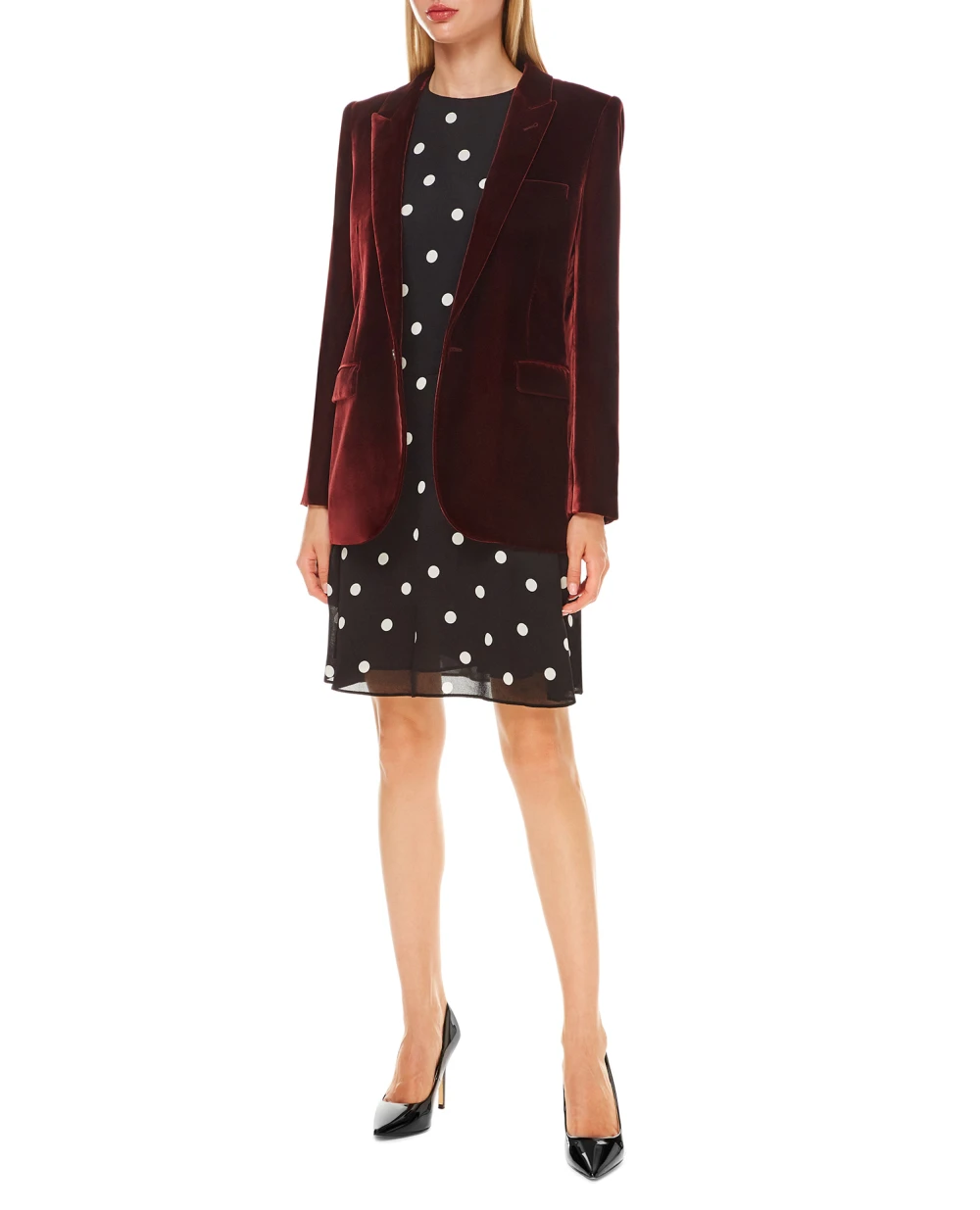 Велюровый жакет Saint Laurent 517740-Y525R, бордовый цвет • Купить в интернет-магазине Kameron