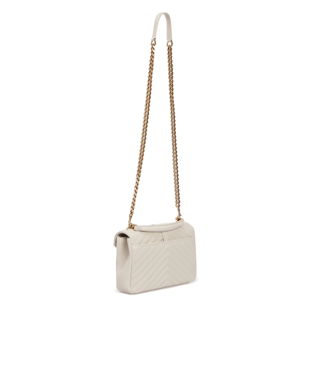 Кожаная сумка College Medium Saint Laurent 600279-BRM07, белый цвет • Купить в интернет-магазине Kameron
