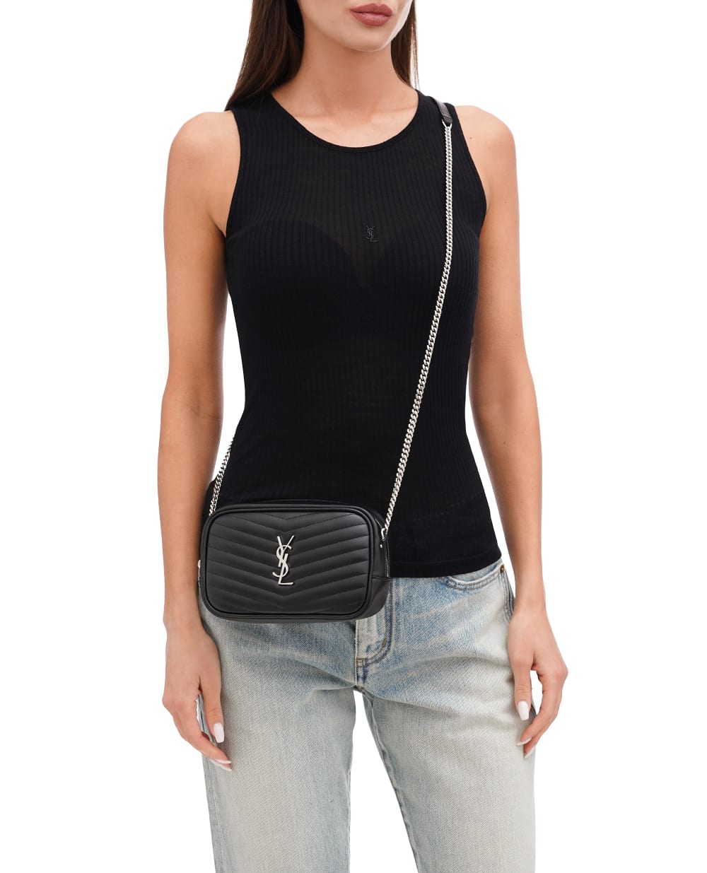 Шкіряна сумка Lou Mini Saint Laurent 748849-DV702, чорний колір • Купити в інтернет-магазині Kameron