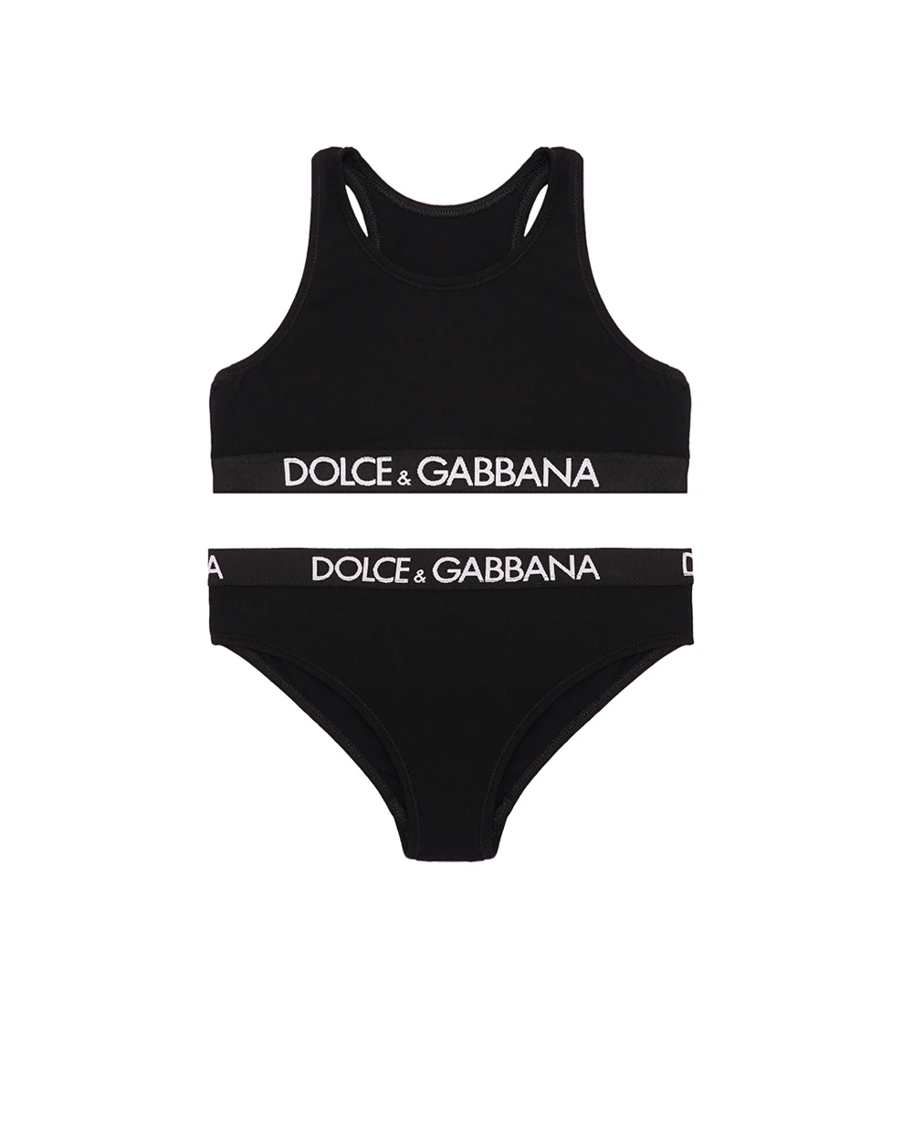 Детский комплект белья (топ, трусики) Dolce&Gabbana Kids L5J713-FUGNE, черный цвет • Купить в интернет-магазине Kameron