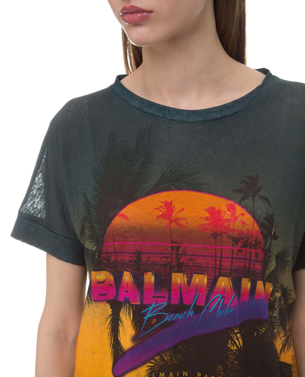 Льняная футболка Balmain RF11126I071, черный цвет • Купить в интернет-магазине Kameron