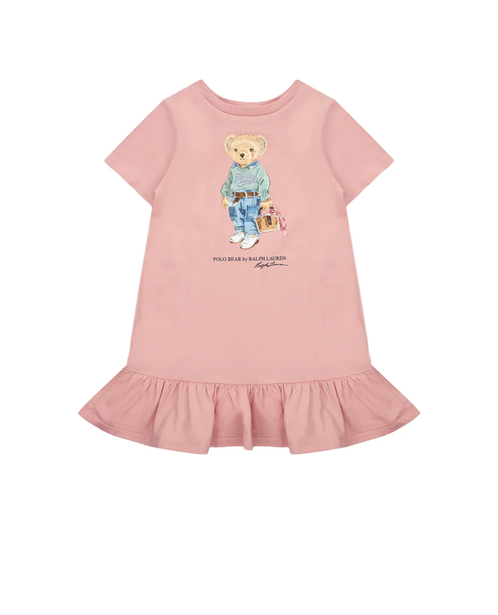 Детское платье Polo Bear Polo Ralph Lauren Kids 310875409001, розовый цвет • Купить в интернет-магазине Kameron