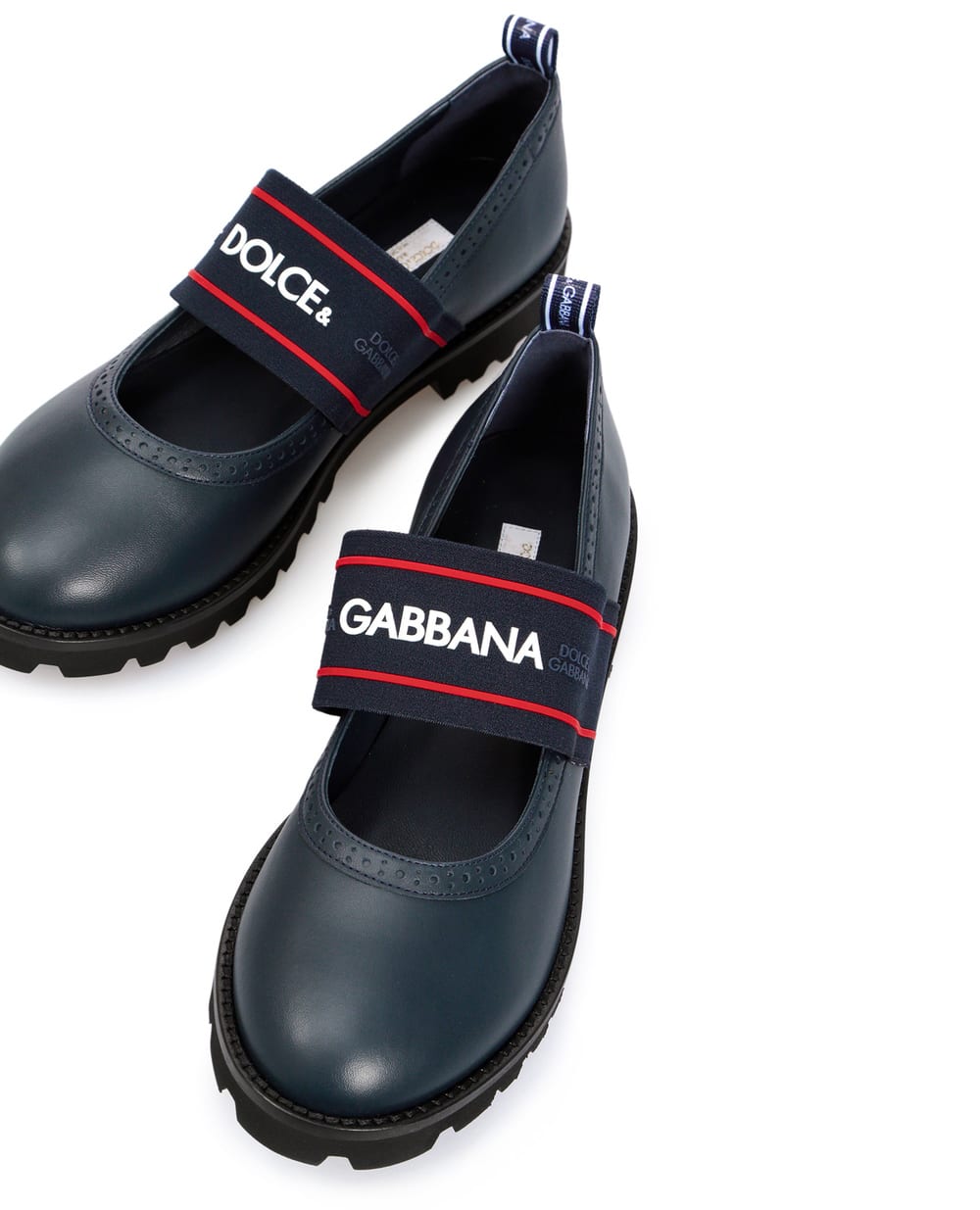 Детские кожаные туфли Dolce&Gabbana Kids D10960-AW087-M, темно-синий цвет • Купить в интернет-магазине Kameron