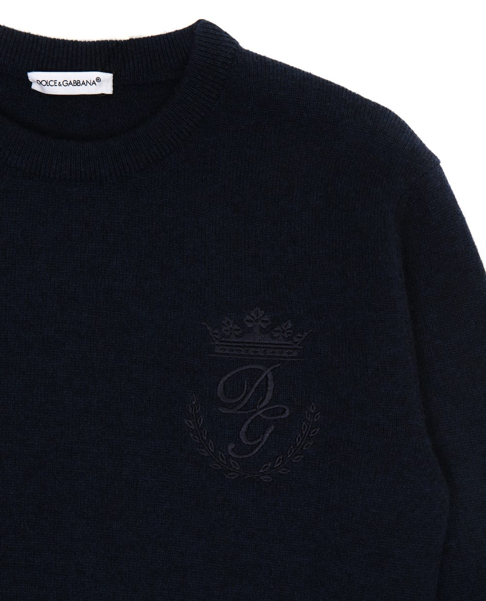 Детский кашемировый джемпер Dolce&Gabbana Kids L4KW22-JAW00-B, темно-синий цвет • Купить в интернет-магазине Kameron