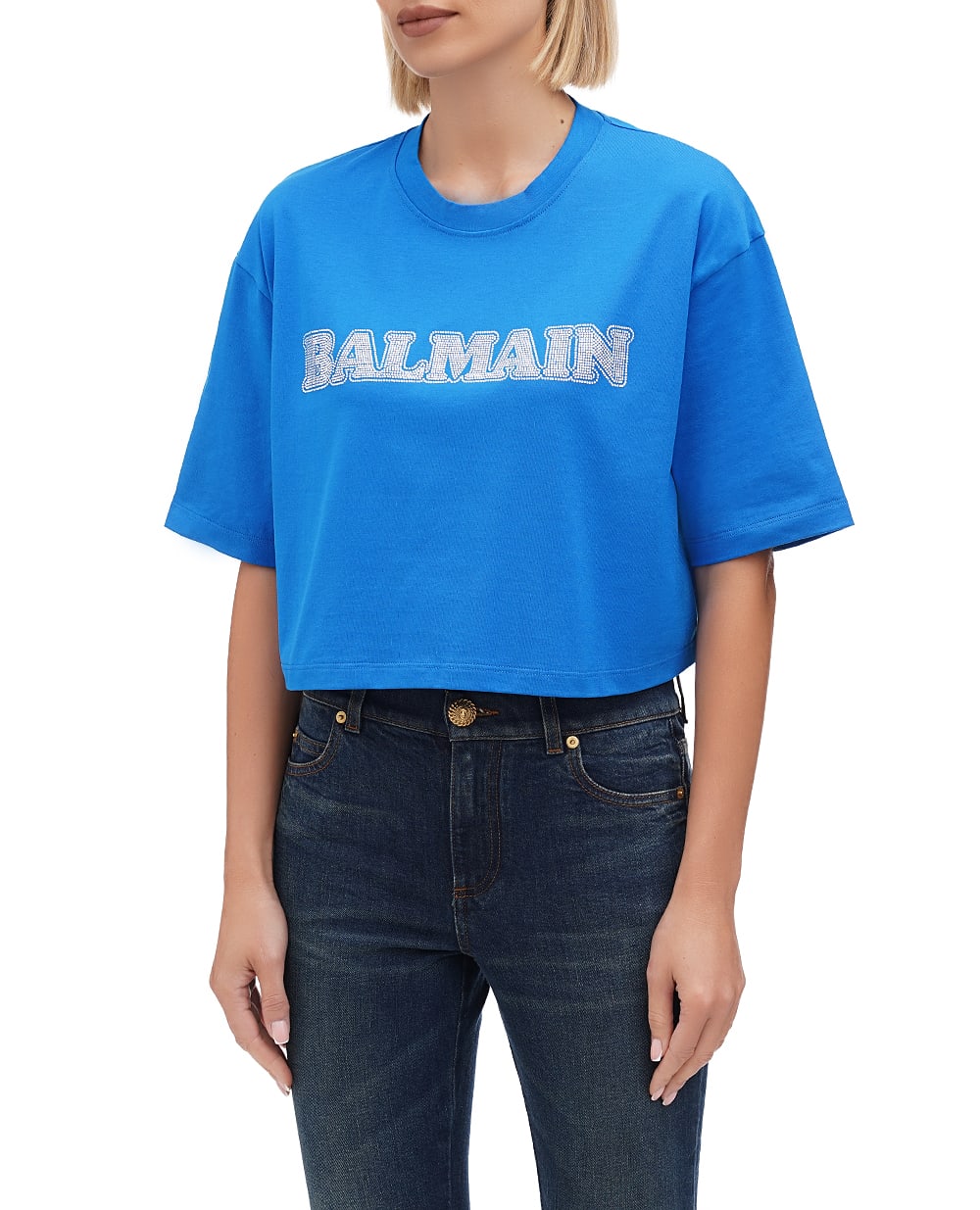 Футболка Balmain BF0EE020BC54, синий цвет • Купить в интернет-магазине Kameron