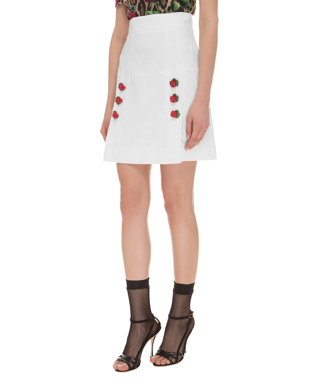 Жаккардовая юбка Dolce&Gabbana F4A8DT-FJMO4, белый цвет • Купить в интернет-магазине Kameron