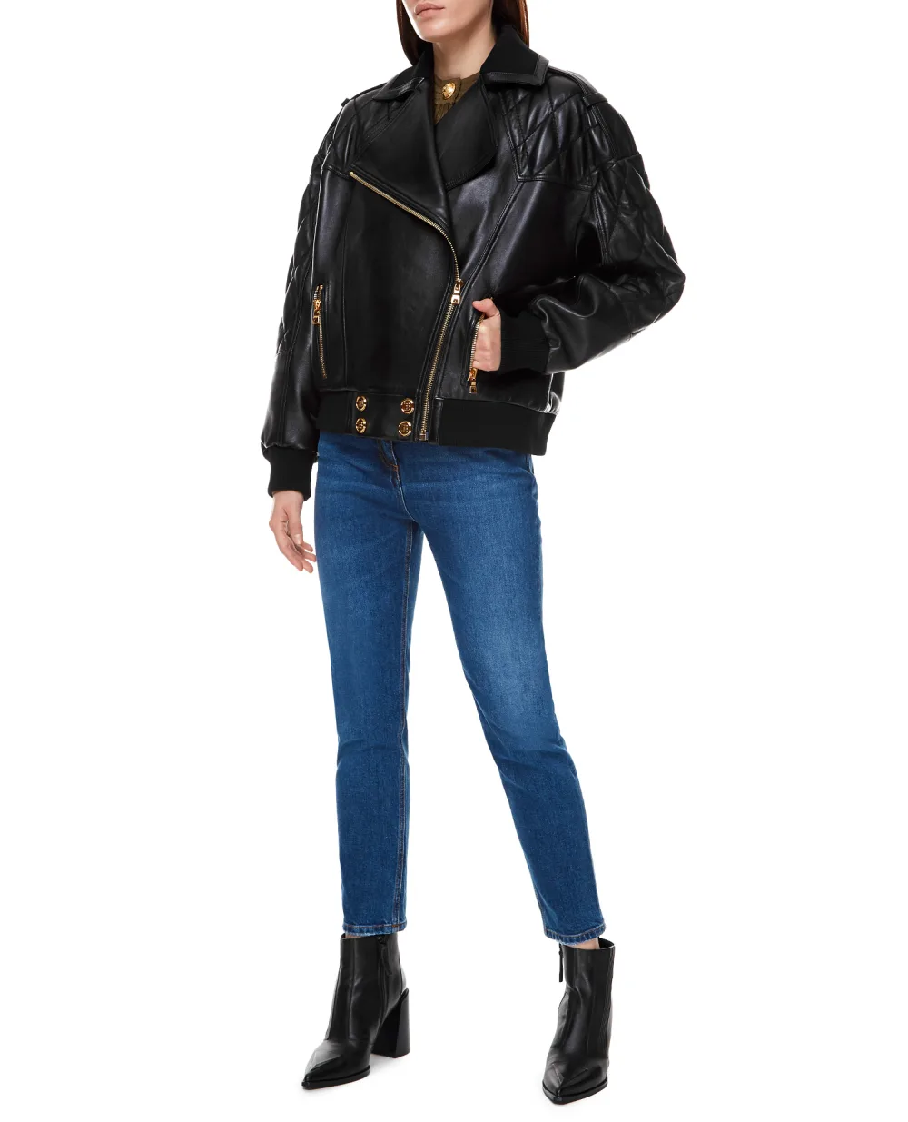 Кожаная косуха Balmain WF1TD020L158, черный цвет • Купить в интернет-магазине Kameron