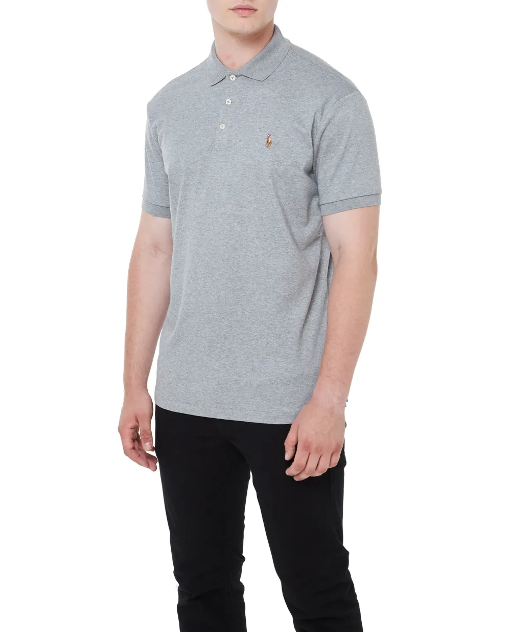 Поло Interlock Polo Ralph Lauren 710713130007, серый цвет • Купить в интернет-магазине Kameron