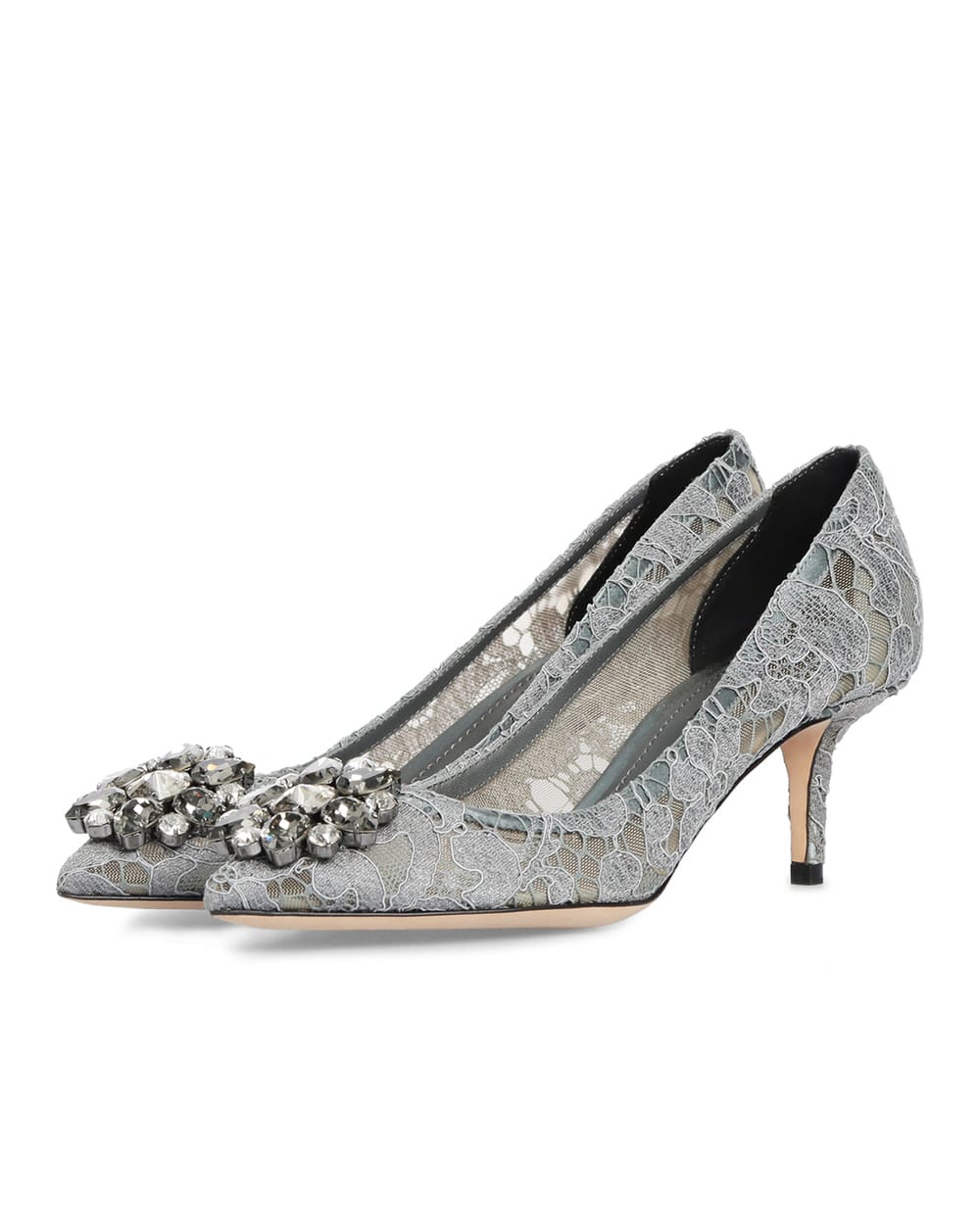 Кружевные лодочки Rainbow Lace Dolce&Gabbana CD0066-AL198, серый цвет • Купить в интернет-магазине Kameron