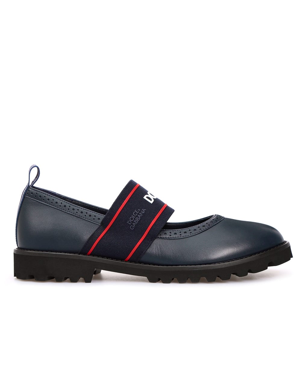 Детские кожаные туфли Dolce&Gabbana Kids D10960-AW087-M, темно-синий цвет • Купить в интернет-магазине Kameron