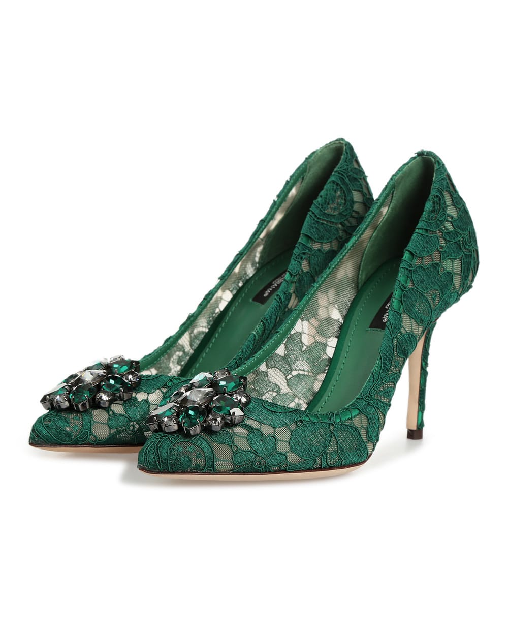 Кружевные лодочки Rainbow Lace Dolce&Gabbana CD0101-AL198, зеленый цвет • Купить в интернет-магазине Kameron