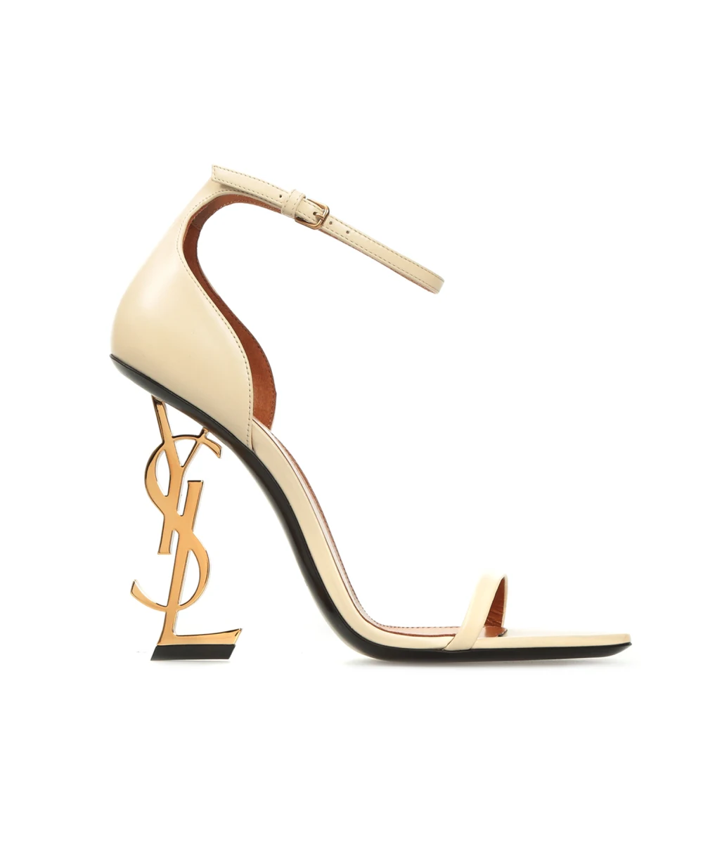 Шкіряні босоніжки Saint Laurent 557662-2W7DD, бежевий колір • Купити в інтернет-магазині Kameron