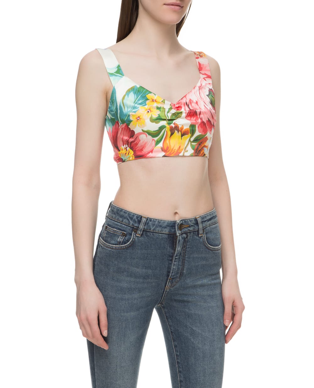 Шелковый топ Dolce&Gabbana O1A80T-FSAYK, белый цвет • Купить в интернет-магазине Kameron