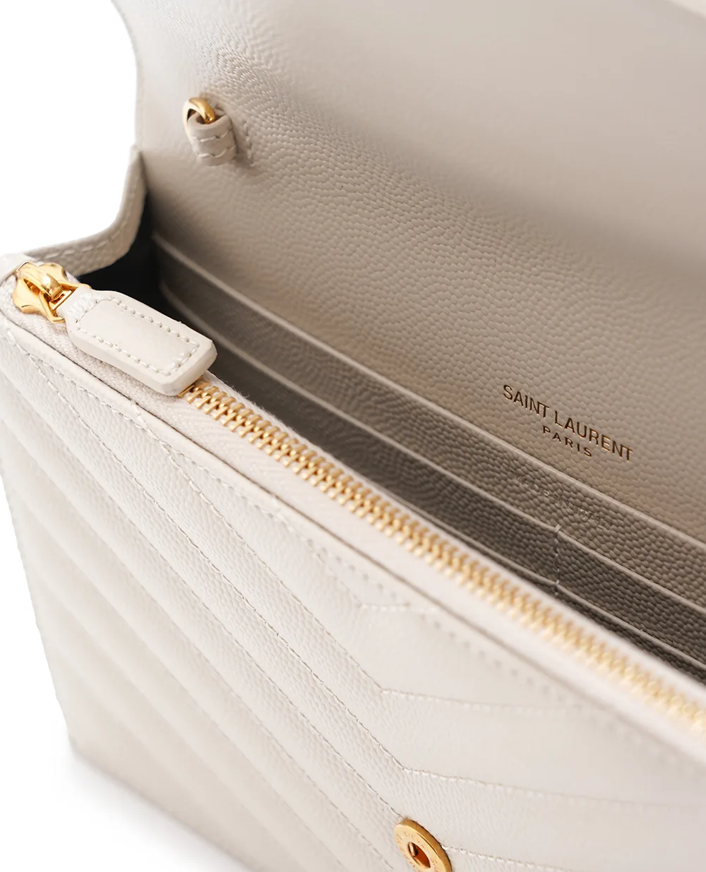 Шкіряна сумка Cassandre Chain Wallet Saint Laurent 742920-BOW01, білий колір • Купити в інтернет-магазині Kameron