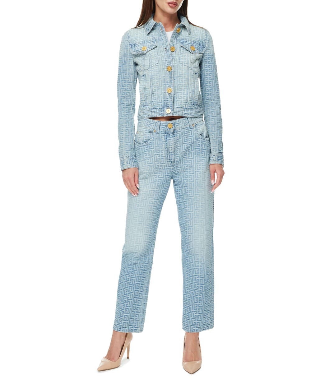 Джинсовая куртка Balmain AF0TC041DD27, голубой цвет • Купить в интернет-магазине Kameron