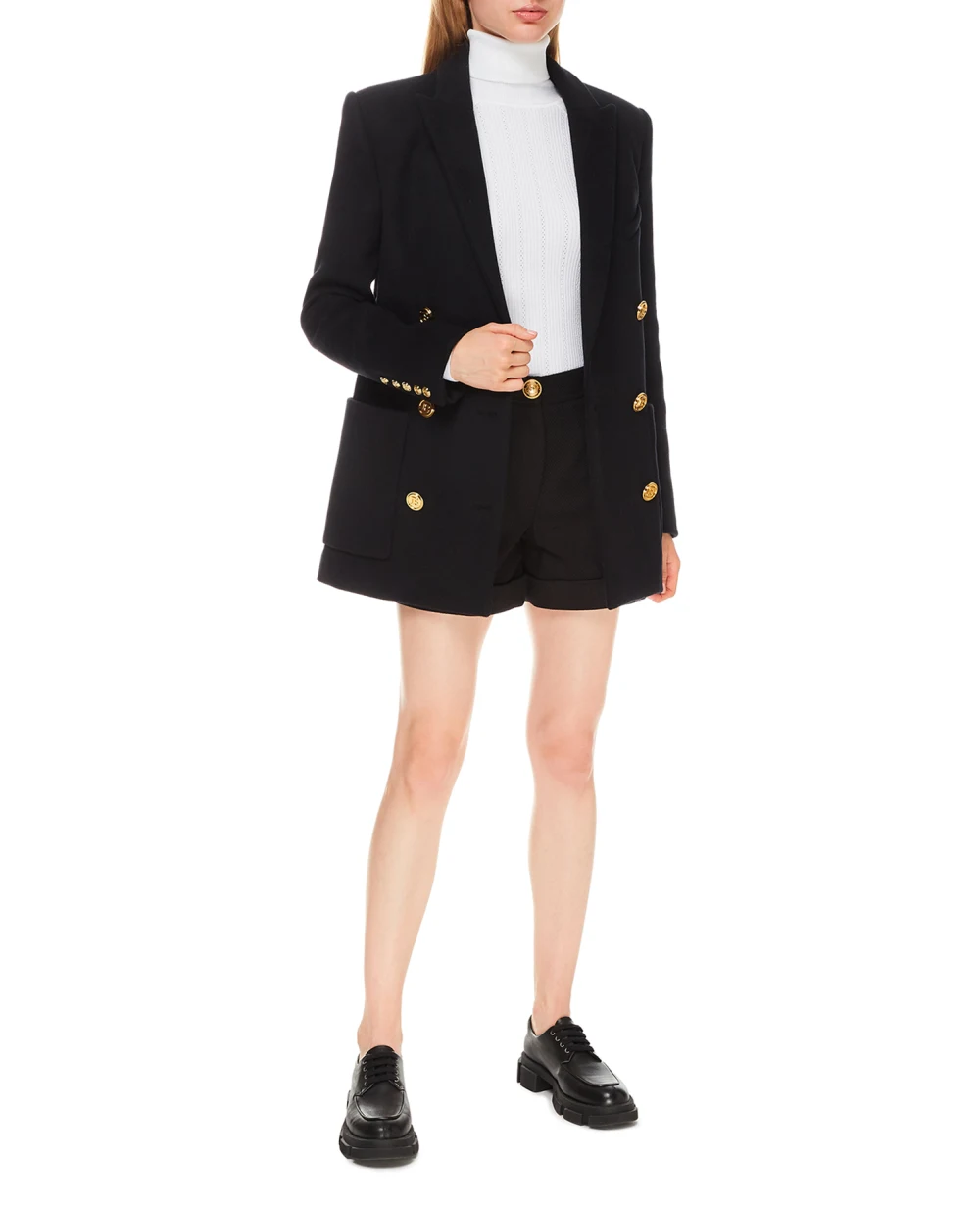 Шерстяное пальто Balmain WF1SH010W006, черный цвет • Купить в интернет-магазине Kameron