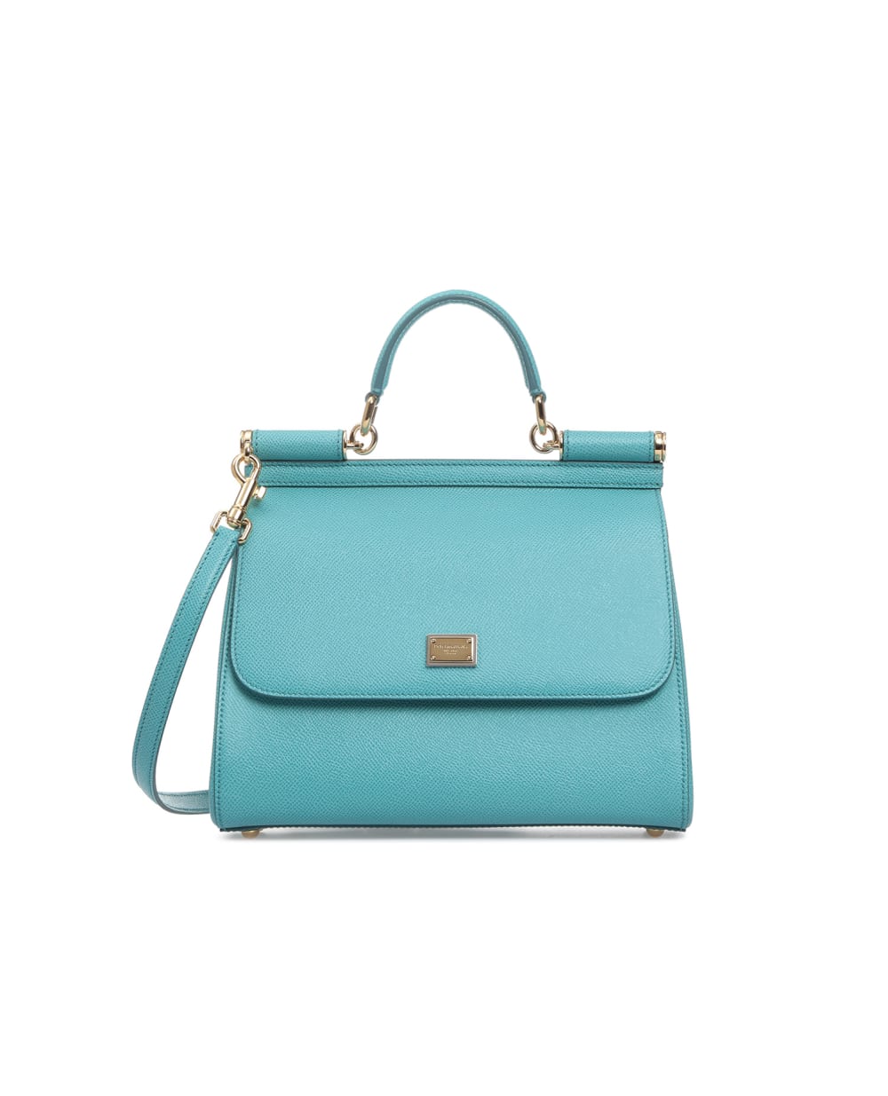 Кожаная сумка Sicily Medium Dolce&Gabbana BB6002-A1001SS19, бирюзовый цвет • Купить в интернет-магазине Kameron
