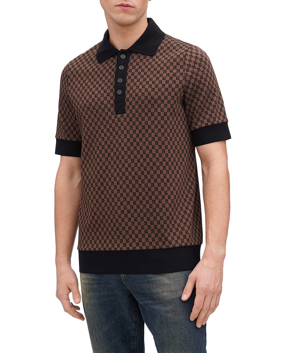 Поло Balmain BH0GB070JH18, коричневий колір • Купити в інтернет-магазині Kameron