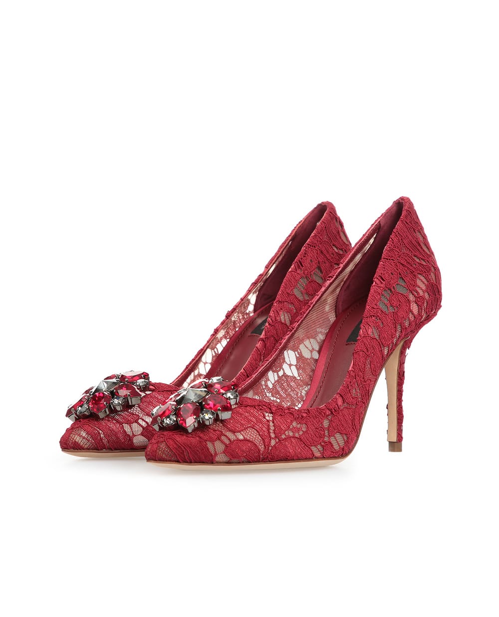 Кружевные лодочки Rainbow Lace Dolce&Gabbana CD0101-AL198, бордовый цвет • Купить в интернет-магазине Kameron