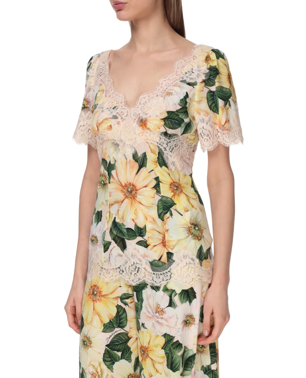 Шелковый топ Dolce&Gabbana F7U44T-FSA0E, желтый цвет • Купить в интернет-магазине Kameron