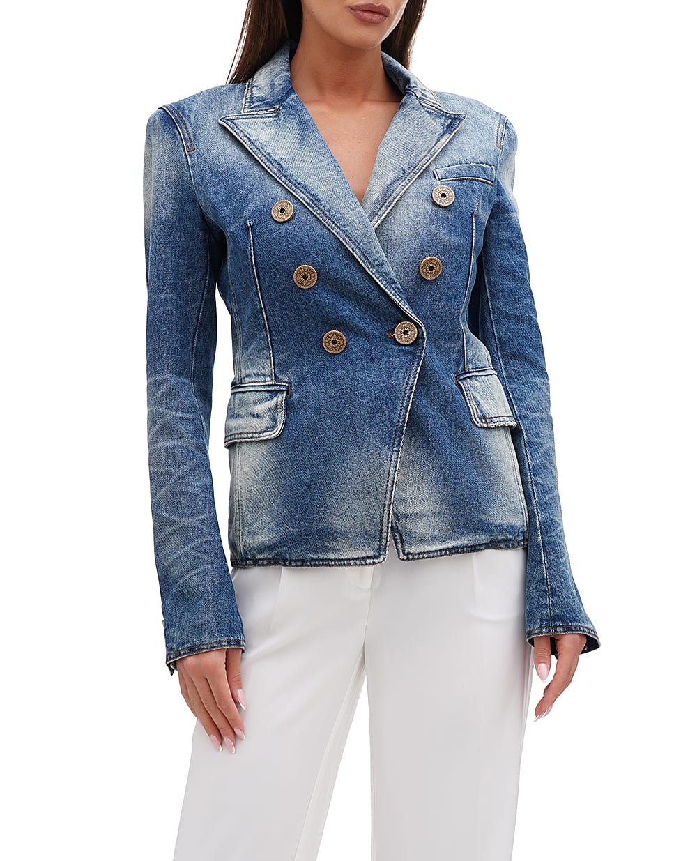 Джинсовый жакет Balmain BF1SG170DD64, синий цвет • Купить в интернет-магазине Kameron