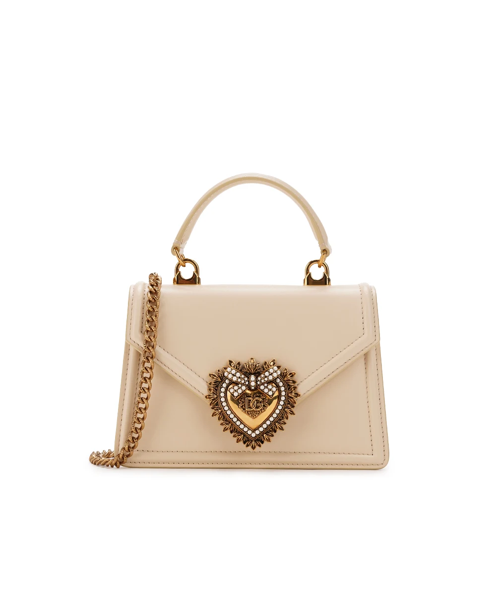 Шкіряна сумка Devotion Small Dolce&Gabbana BB6711-AV893, айворі колір • Купити в інтернет-магазині Kameron