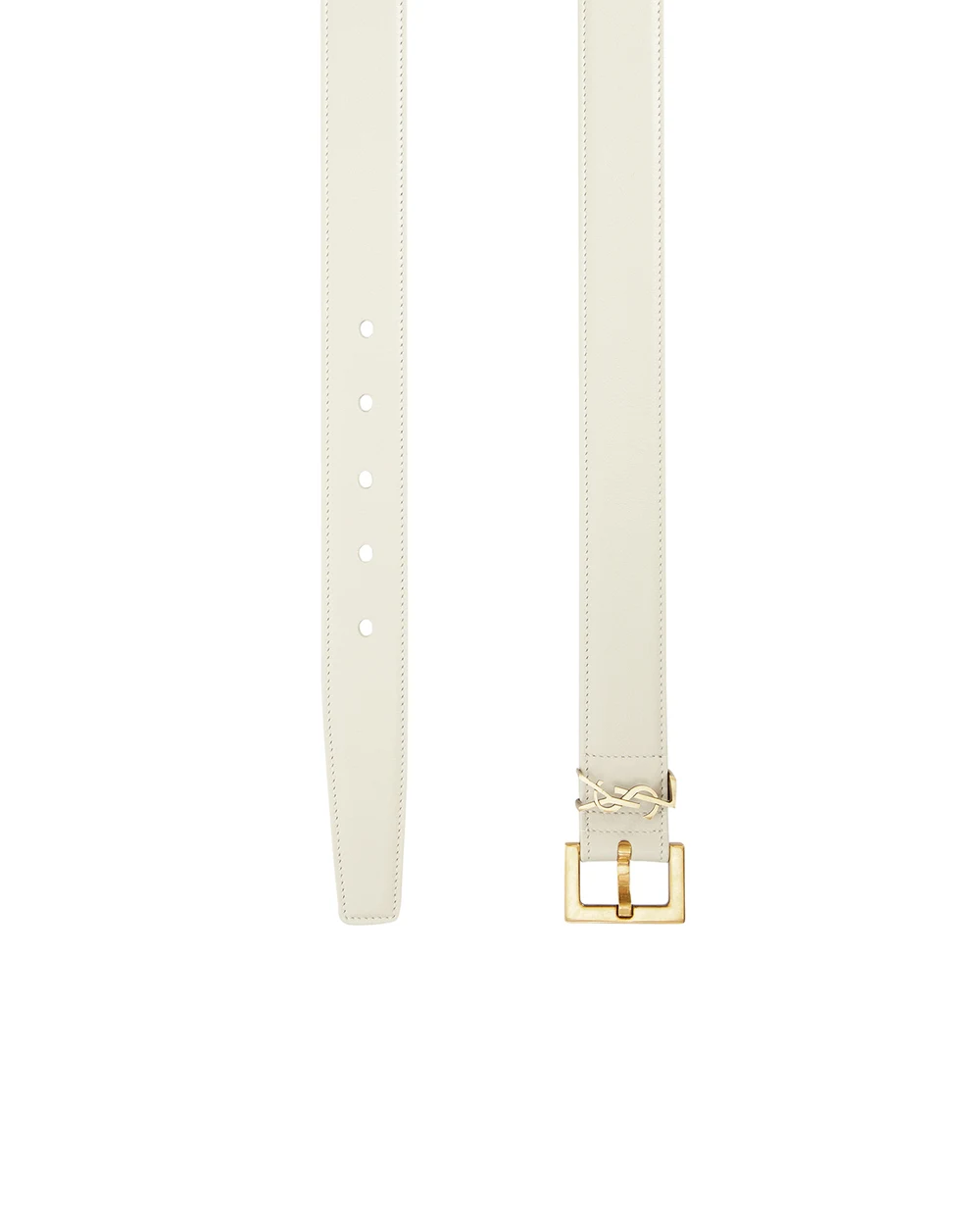 Кожаный ремень Saint Laurent 634437-BOO0W, белый цвет • Купить в интернет-магазине Kameron