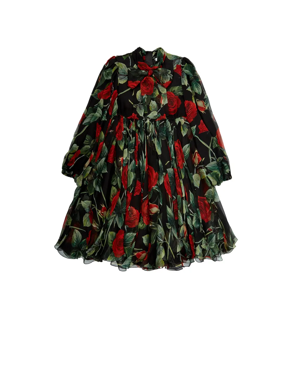 Шелковое платье Dolce&Gabbana Kids L52DX1-IS1JY-B, черный цвет • Купить в интернет-магазине Kameron