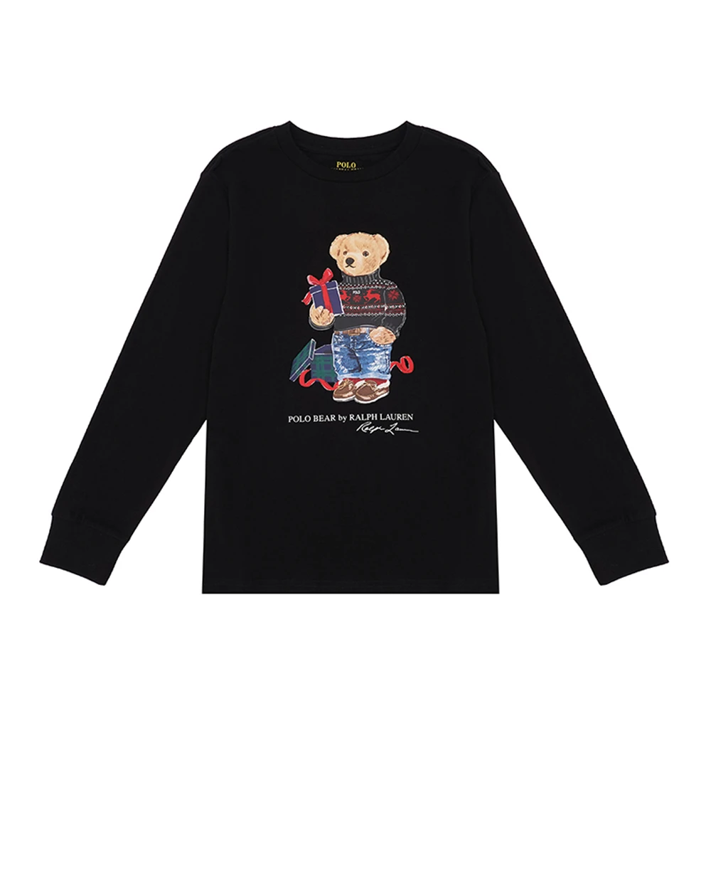 Детский лонгслив хлопковый Polo Bear Polo Ralph Lauren Kids 323883620006, черный цвет • Купить в интернет-магазине Kameron