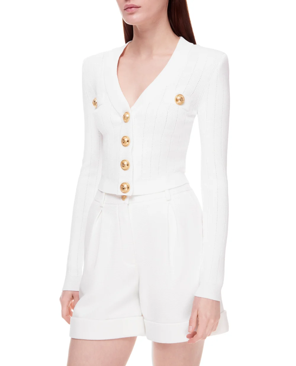 Кардиган Balmain XF1KL001KB07, білий колір • Купити в інтернет-магазині Kameron
