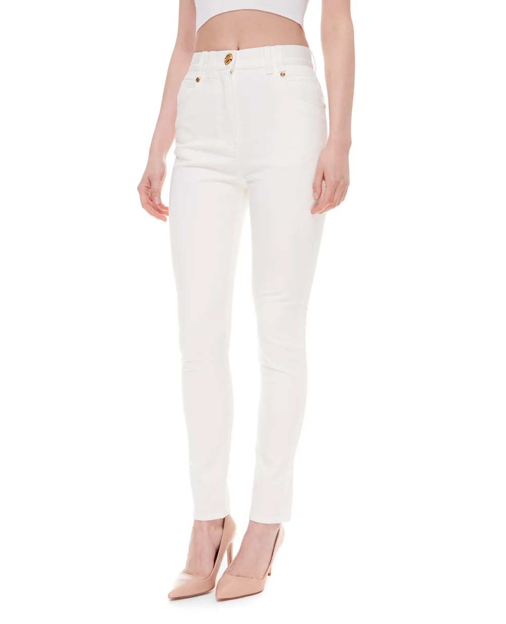 Джинсы Balmain XF1MF000DB71, белый цвет • Купить в интернет-магазине Kameron