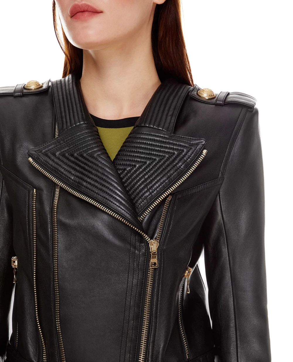 Кожаная косуха Balmain WF1TD000L158, черный цвет • Купить в интернет-магазине Kameron