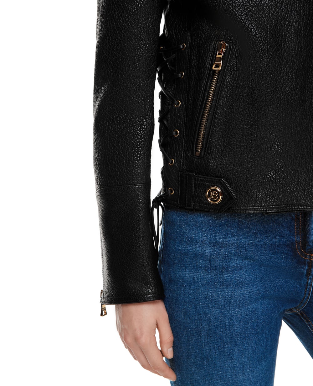 Кожаная косуха Balmain WF1TD035L166, черный цвет • Купить в интернет-магазине Kameron