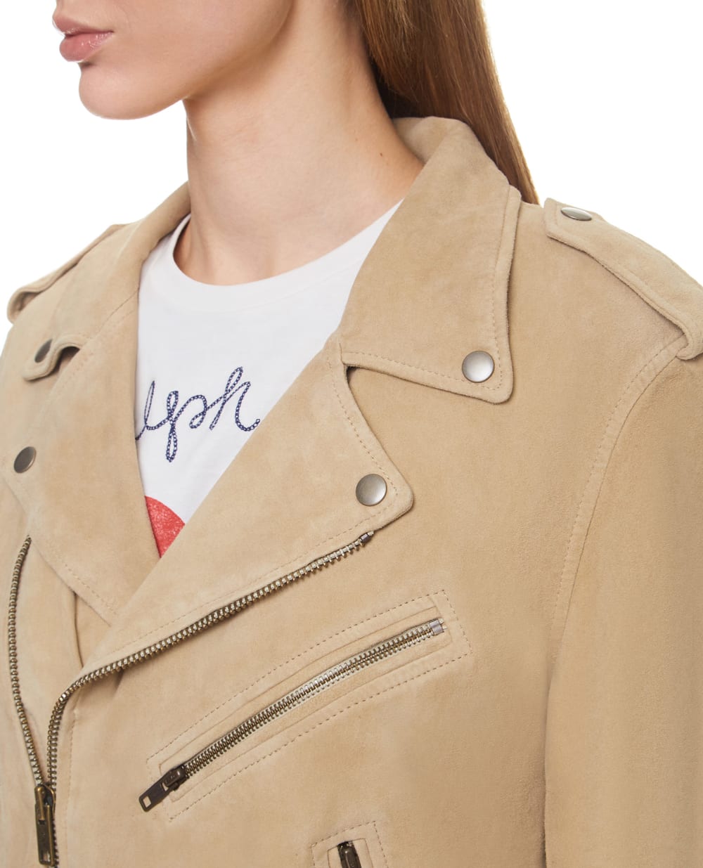Замшевая косуха Polo Ralph Lauren 211827572001, бежевый цвет • Купить в интернет-магазине Kameron