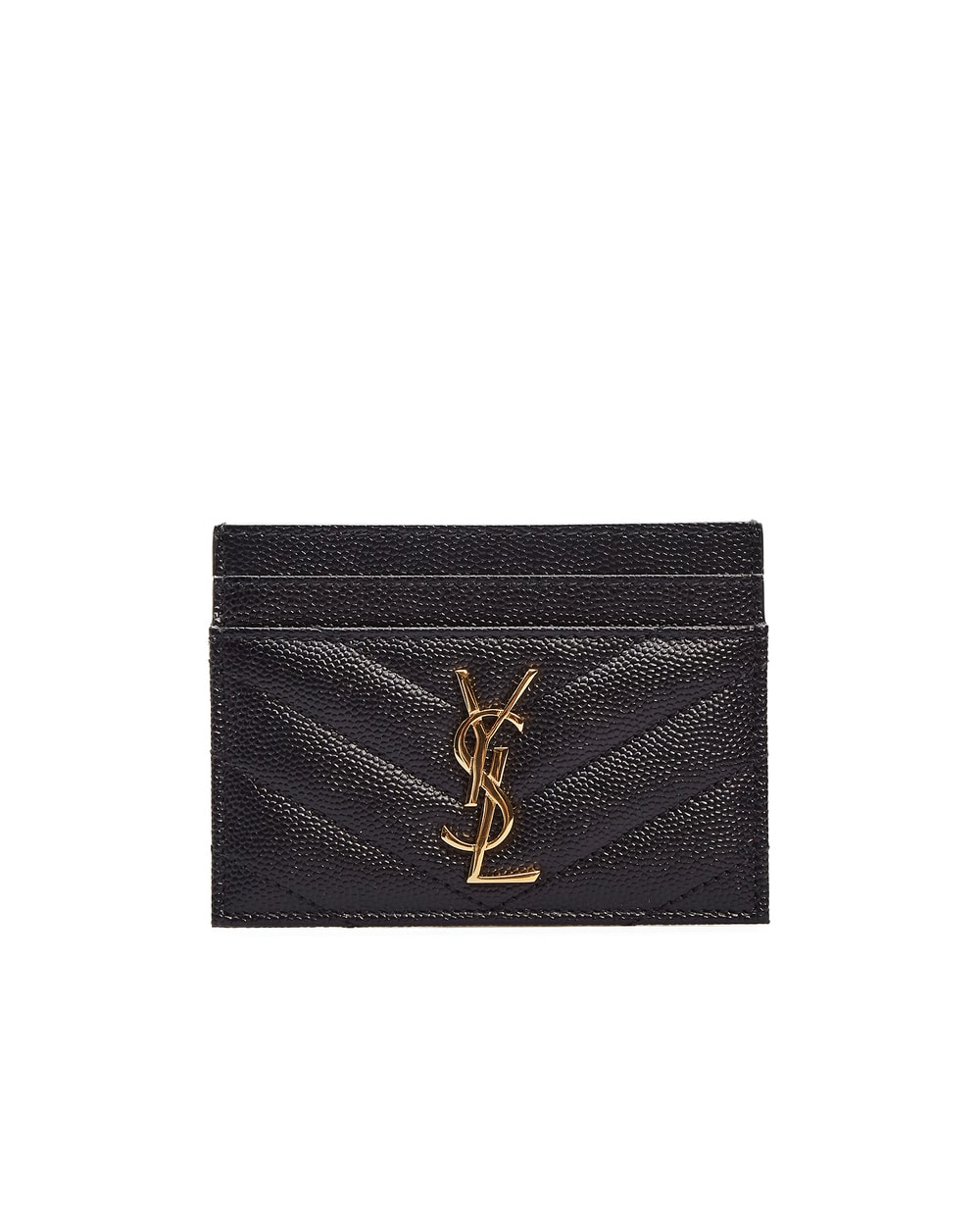 Кожаная визитница Saint Laurent 423291-BOW01, черный цвет • Купить в интернет-магазине Kameron
