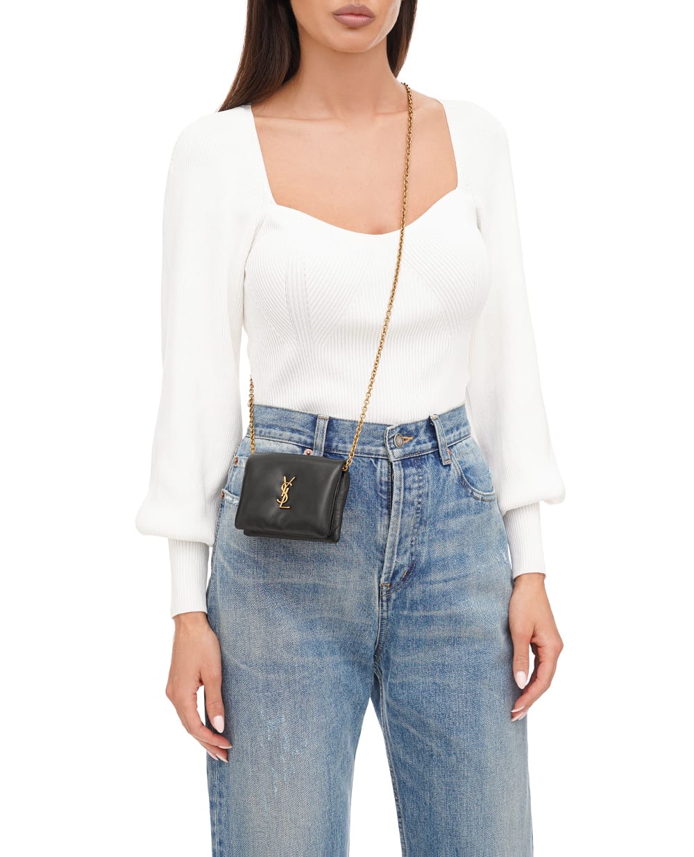 Шкіряна сумка Calypso Saint Laurent 777439-AACX7, чорний колір • Купити в інтернет-магазині Kameron