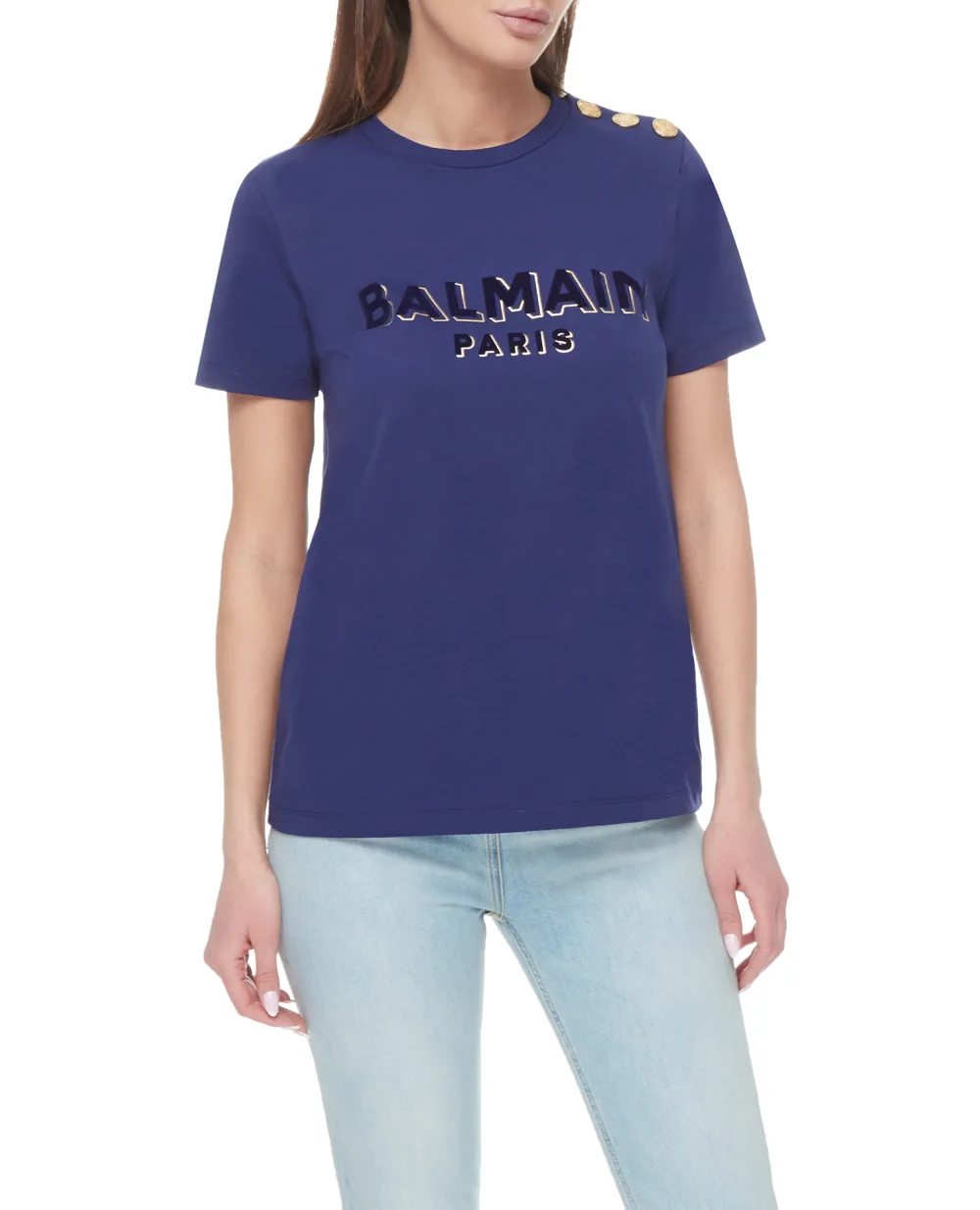 Футболка Balmain AF1EF005BC07, синий цвет • Купить в интернет-магазине Kameron