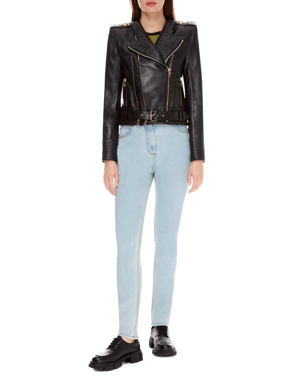 Кожаная косуха Balmain WF1TD000L158, черный цвет • Купить в интернет-магазине Kameron