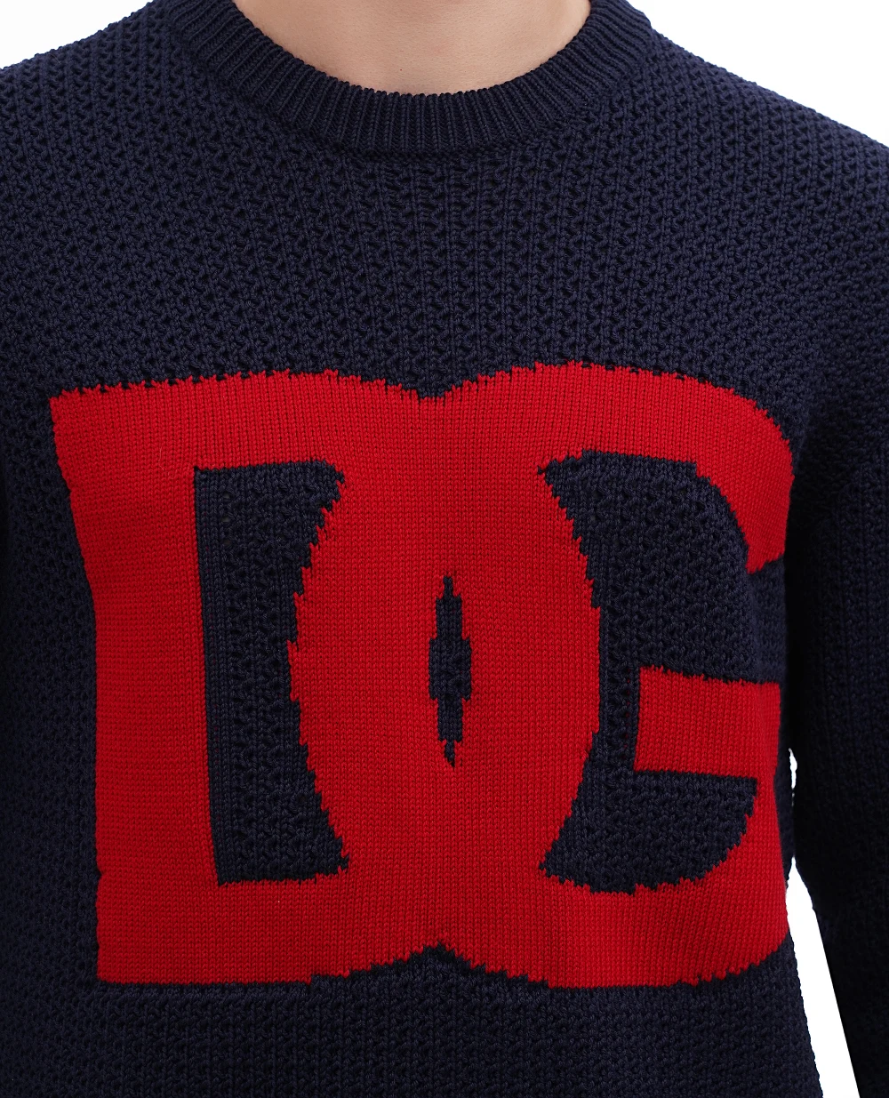 Шерстяной свитер Dolce&Gabbana GXM96T-JCVA5, темно-синий цвет • Купить в интернет-магазине Kameron