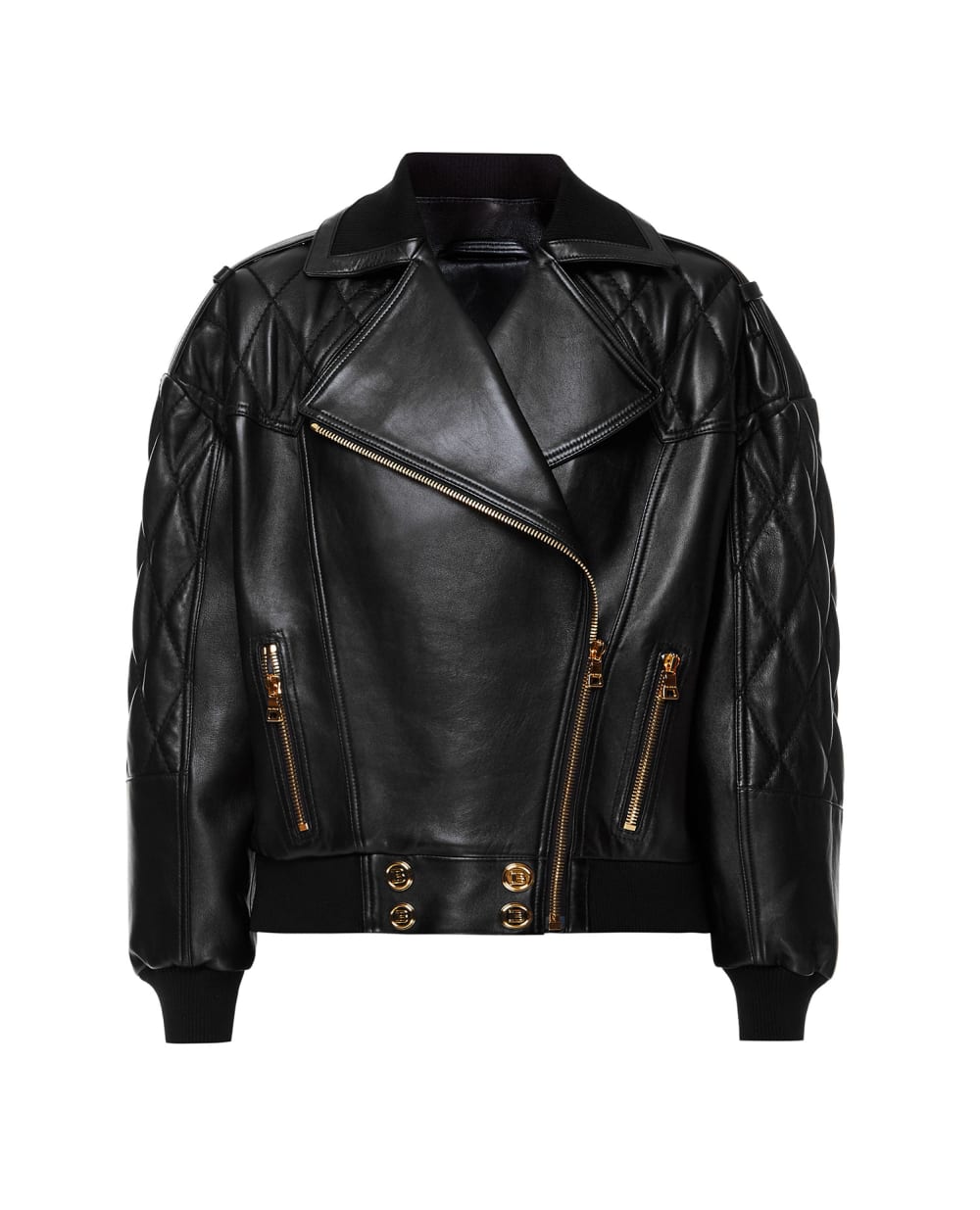 Кожаная косуха Balmain WF1TD020L158, черный цвет • Купить в интернет-магазине Kameron