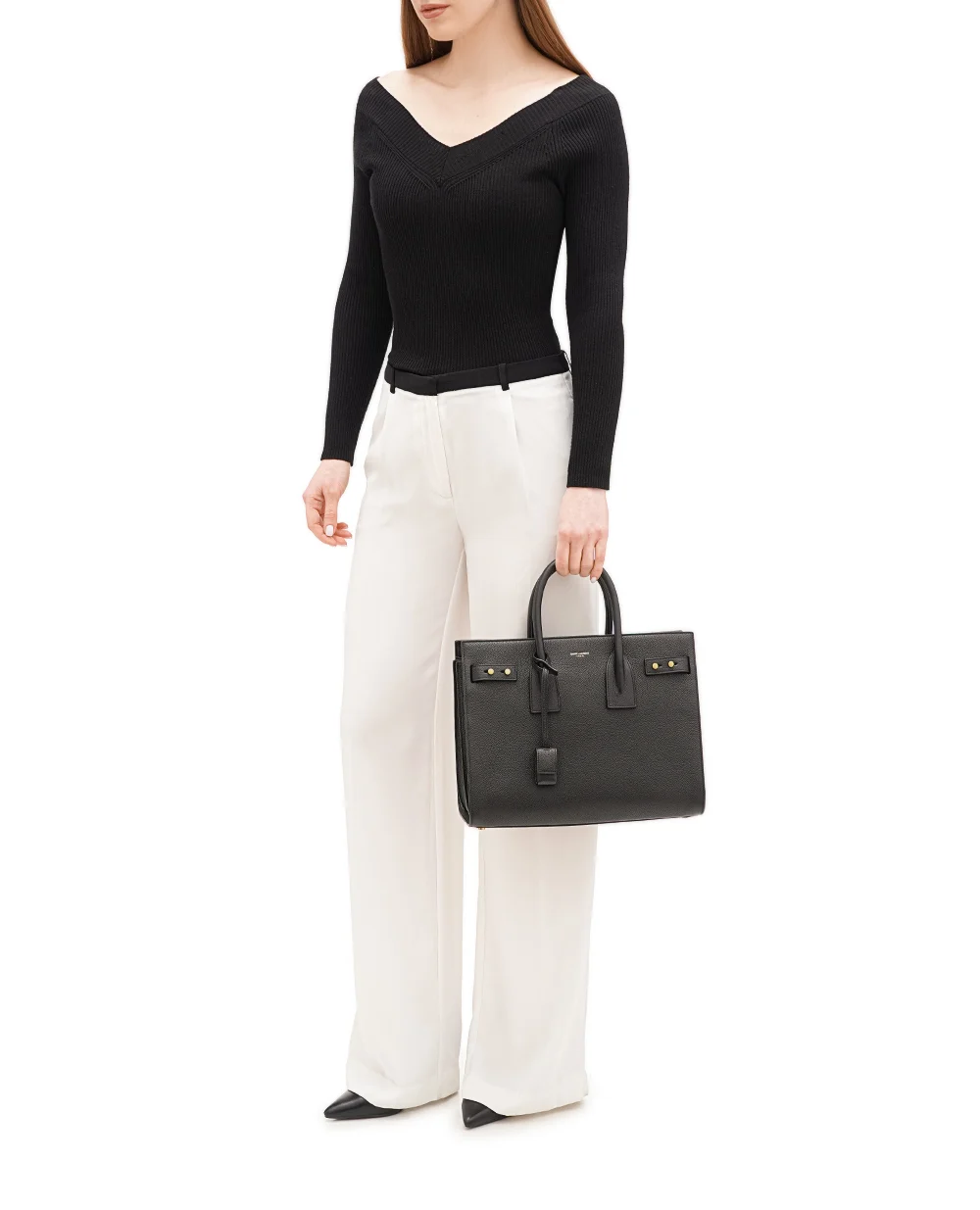 Шкіряна сумка Sac De Jour Small Saint Laurent 717447-DTI0W, чорний колір • Купити в інтернет-магазині Kameron