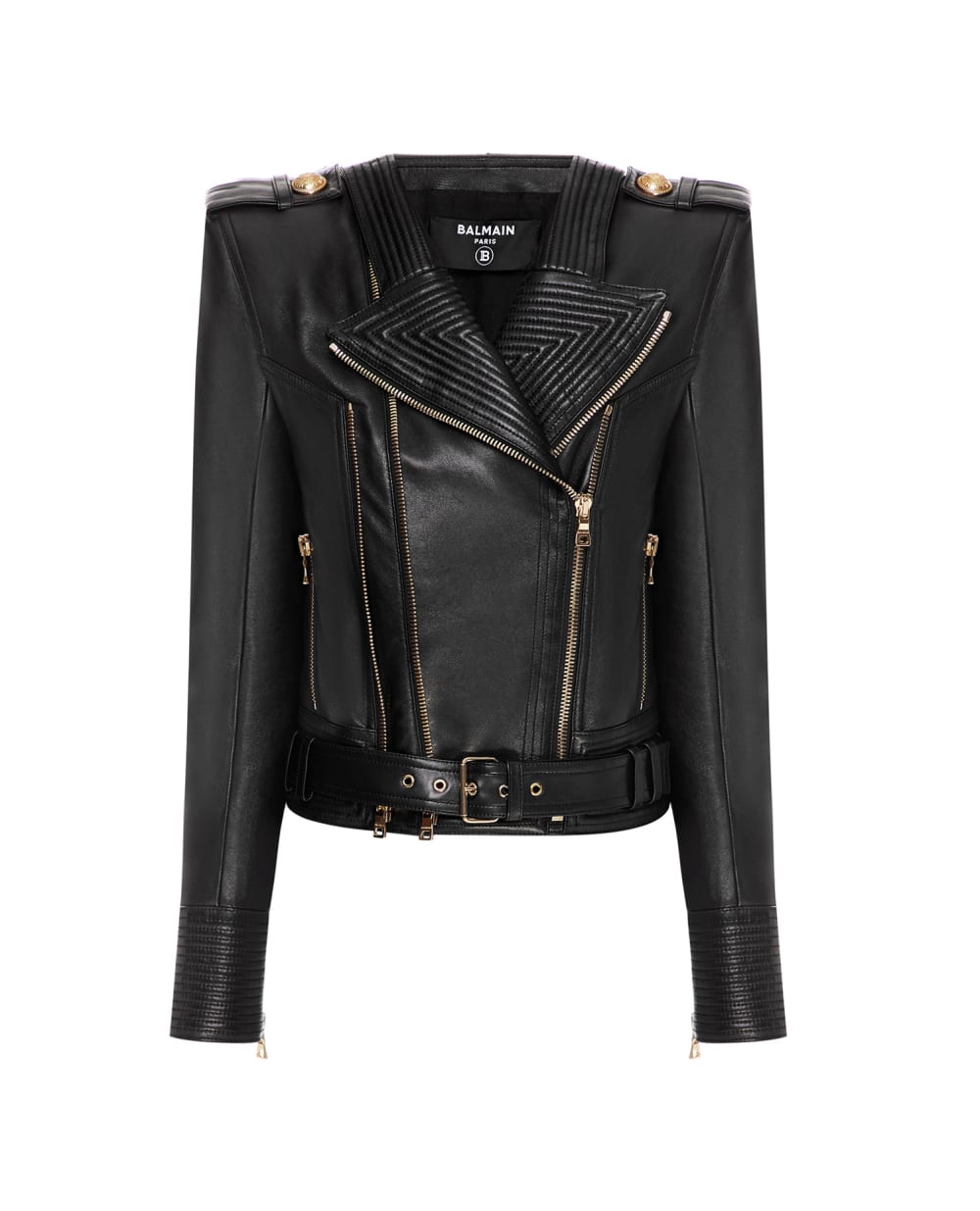 Кожаная косуха Balmain WF1TD000L158, черный цвет • Купить в интернет-магазине Kameron