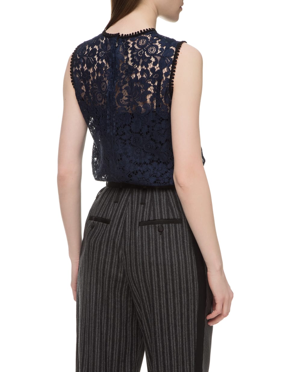 Кружевной топ Dolce&Gabbana F7ZG4T-FLM55, синий цвет • Купить в интернет-магазине Kameron
