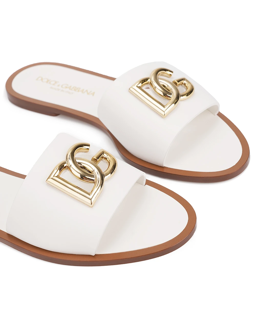 Кожаные мюли Dolce&Gabbana CQ0619-AW576, белый цвет • Купить в интернет-магазине Kameron