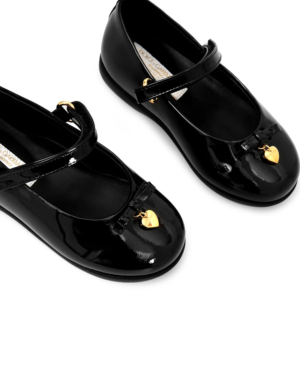 Детские кожаные балетки Dolce&Gabbana Kids D20057-A1328, черный цвет • Купить в интернет-магазине Kameron