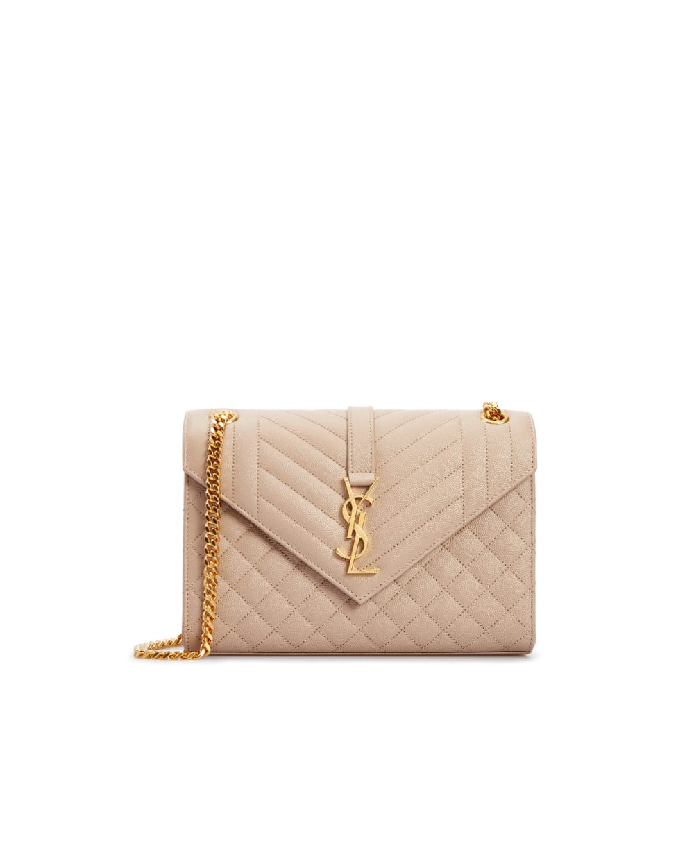 Кожаная сумка Envelope Medium Saint Laurent 600185-BOW91, бежевый цвет • Купить в интернет-магазине Kameron