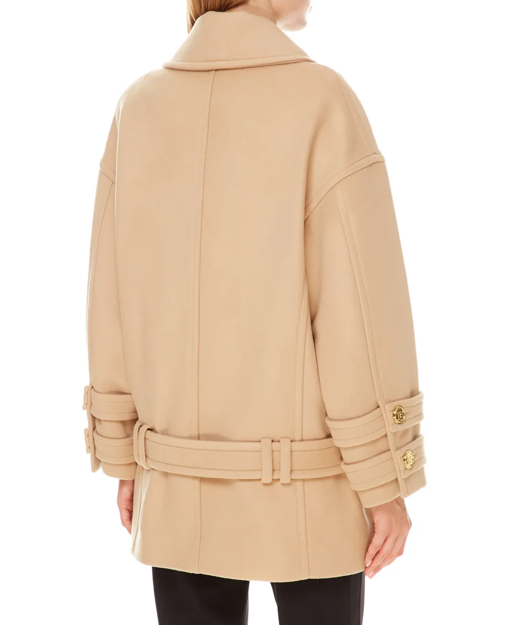 Шерстяное пальто Balmain WF1UA005W006, бежевый цвет • Купить в интернет-магазине Kameron