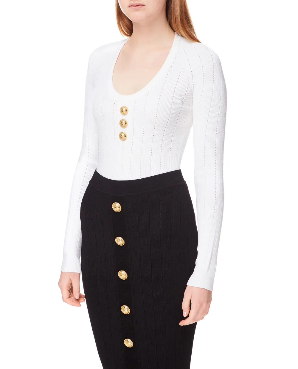 Боди Balmain YF1BG062KB07, белый цвет • Купить в интернет-магазине Kameron