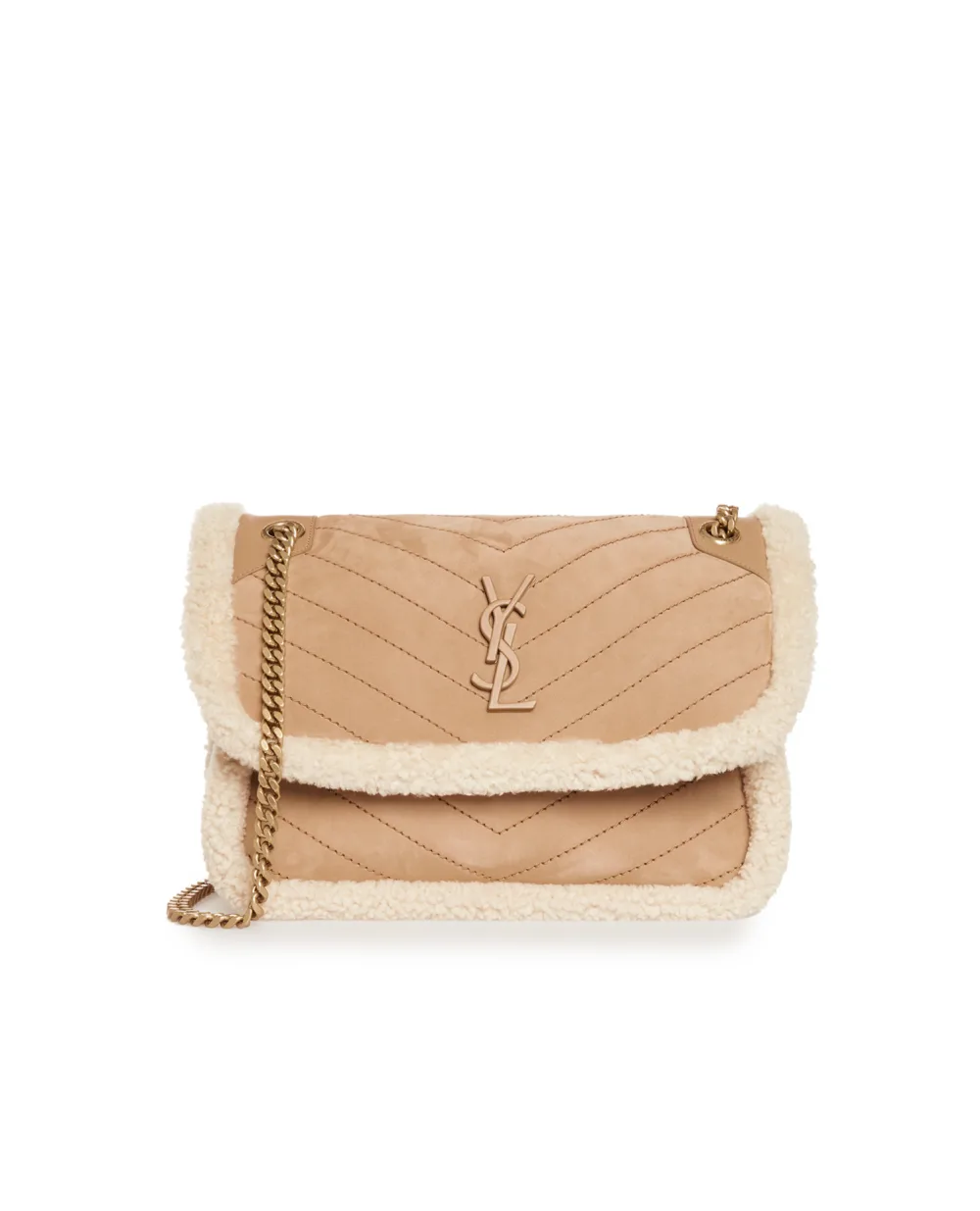 Замшевая сумка Niki Medium Saint Laurent 633187-BTO8W, бежевый цвет • Купить в интернет-магазине Kameron
