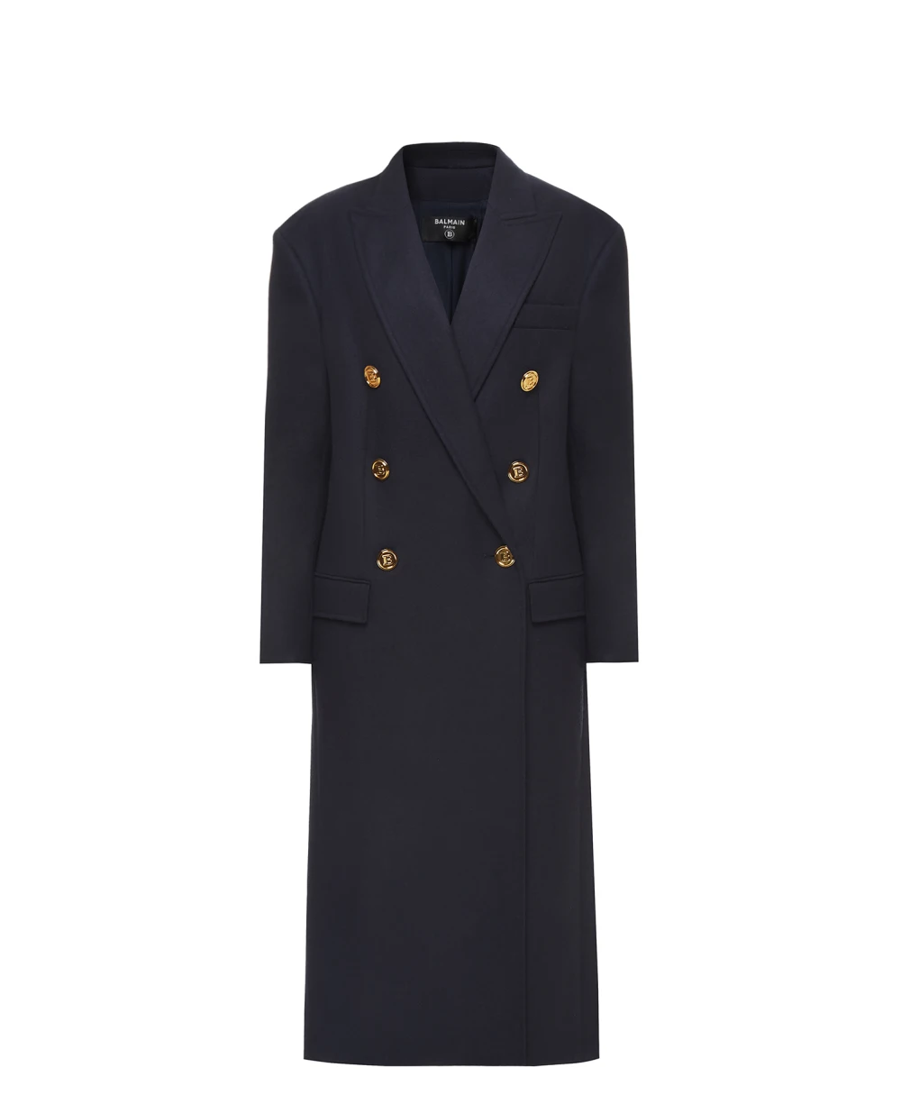 Шерстяное пальто Balmain WF1UD005W109, синий цвет • Купить в интернет-магазине Kameron